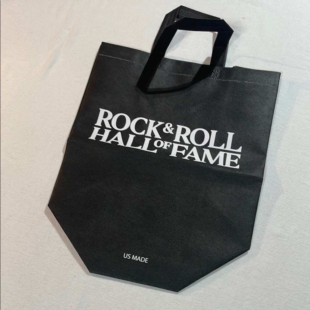 Rock & Roll Black Tote Bag from Cleveland Ohio 13 x 7